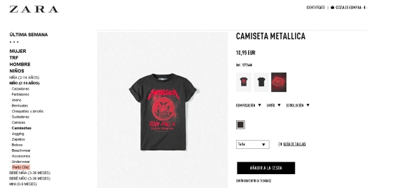 oro Llanura Evaluación Inditex (Zara) Vende Una «Version» De La Camiseta Del World Magnetic Tour  De Metallica | Spain Magnetic - The MetClub Local Chapter #397